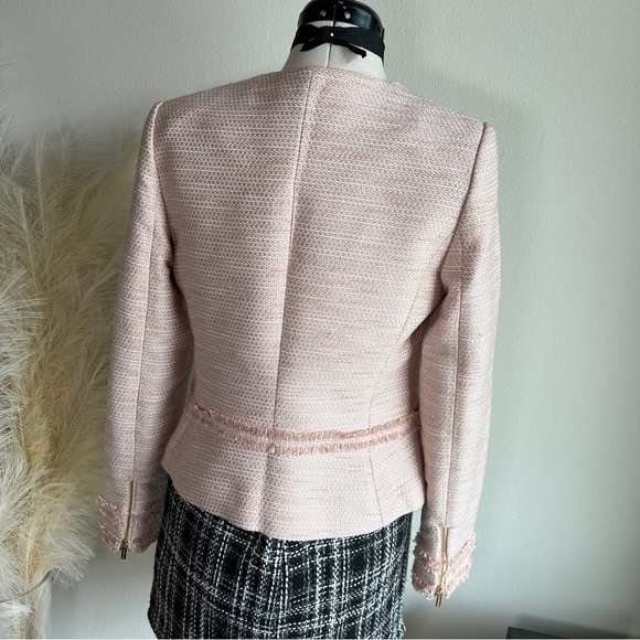 Karl Lagerfeld Pink Tweed Zip Front Blazer - Picture 6 of 16